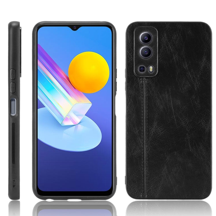 For vivo Y72 5G / iQOO Z3 5G Shockproof Sewing Cow Pattern Skin PC + PU + TPU Case