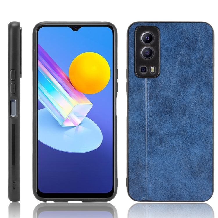 For vivo Y72 5G / iQOO Z3 5G Shockproof Sewing Cow Pattern Skin PC + PU + TPU Case