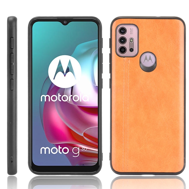 For Motorola Moto G30 / G10 Shockproof Sewing Cow Pattern Skin PC + PU + TPU Case