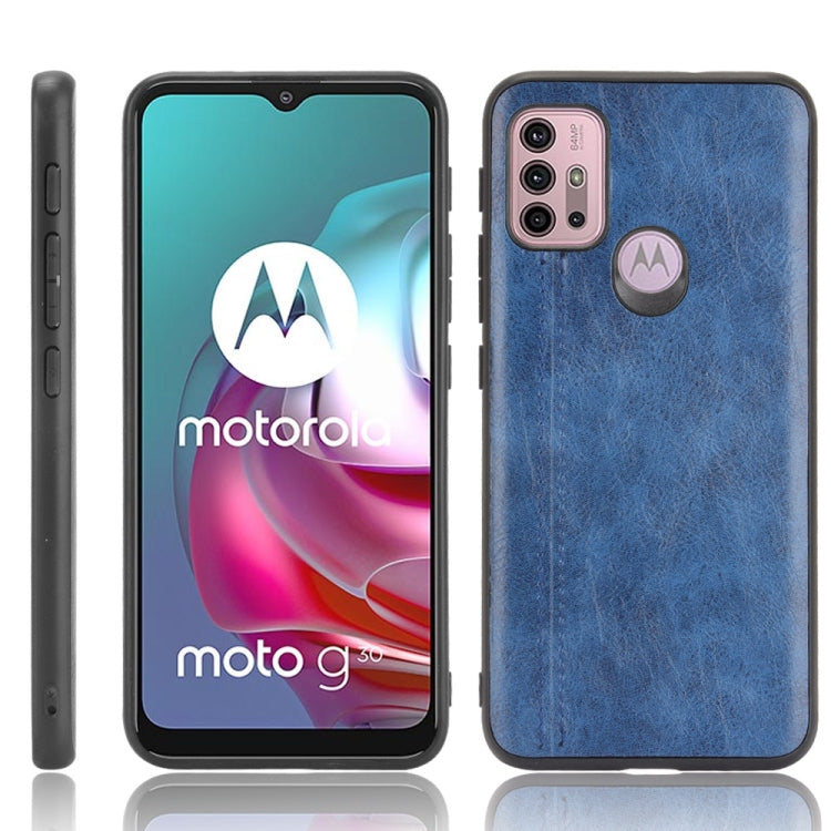 For Motorola Moto G30 / G10 Shockproof Sewing Cow Pattern Skin PC + PU + TPU Case