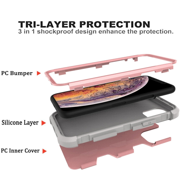 For iPhone 11 Contrast Color Silicone + PC Shockproof Case