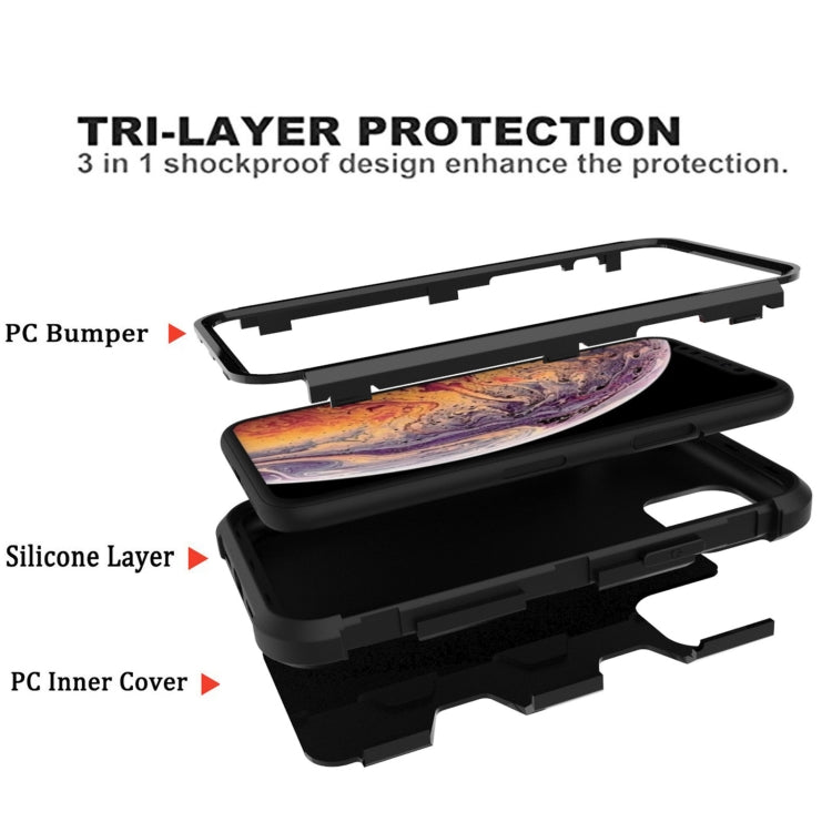 For iPhone 11 Pro Max Contrast Color Silicone + PC Shockproof Case
