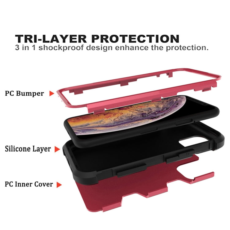 For iPhone 11 Pro Max Contrast Color Silicone + PC Shockproof Case