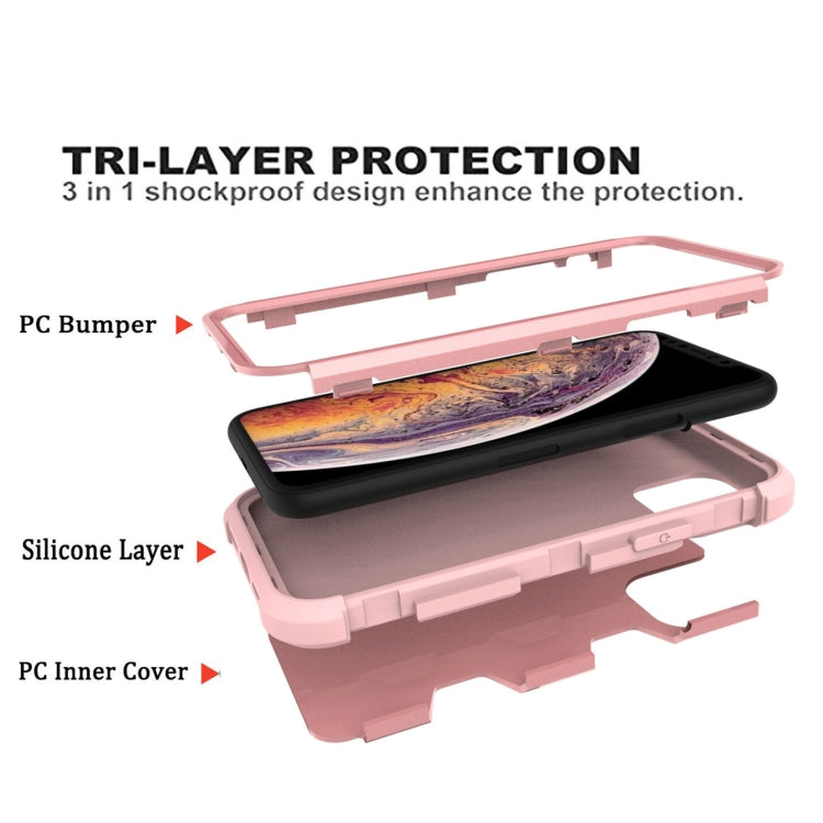 For iPhone 11 Pro Max Contrast Color Silicone + PC Shockproof Case