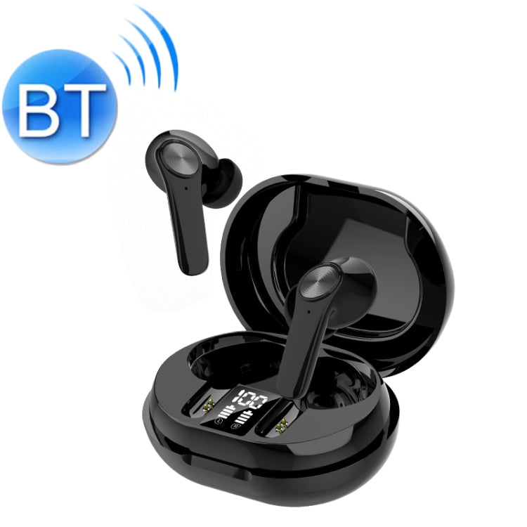 JS76 IPX6 Waterproof Active Noise Reduction Bluetooth Earphone with Charging Box & Three-screen LED Power Display, Support Touch & HD Call & Siri