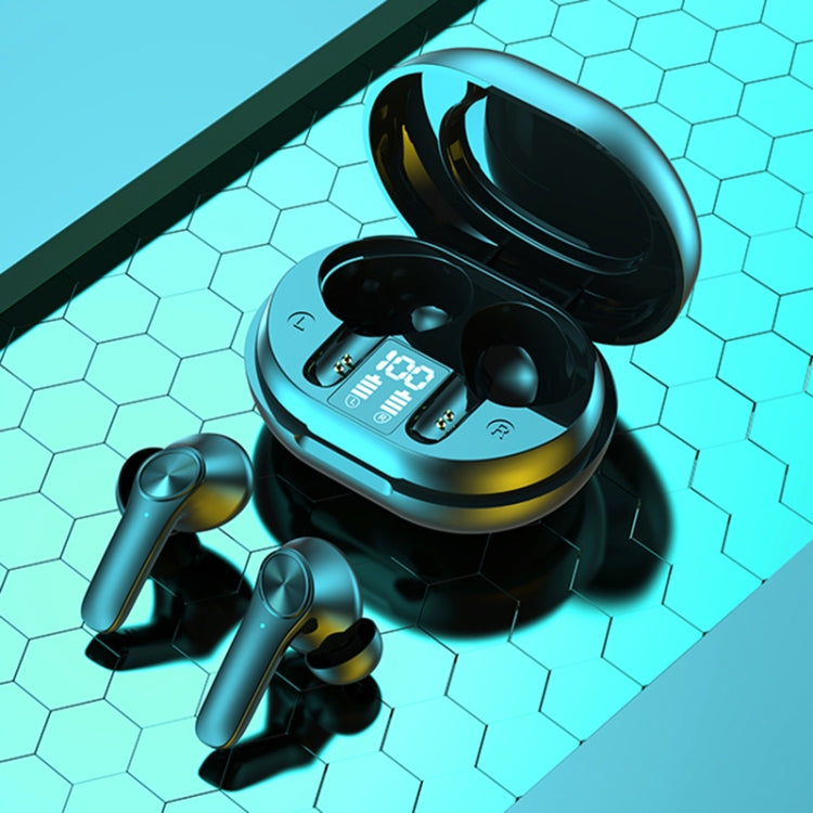 JS76 IPX6 Waterproof Active Noise Reduction Bluetooth Earphone with Charging Box & Three-screen LED Power Display, Support Touch & HD Call & Siri