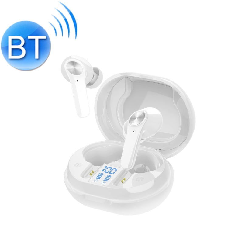 JS76 IPX6 Waterproof Active Noise Reduction Bluetooth Earphone with Charging Box & Three-screen LED Power Display, Support Touch & HD Call & Siri