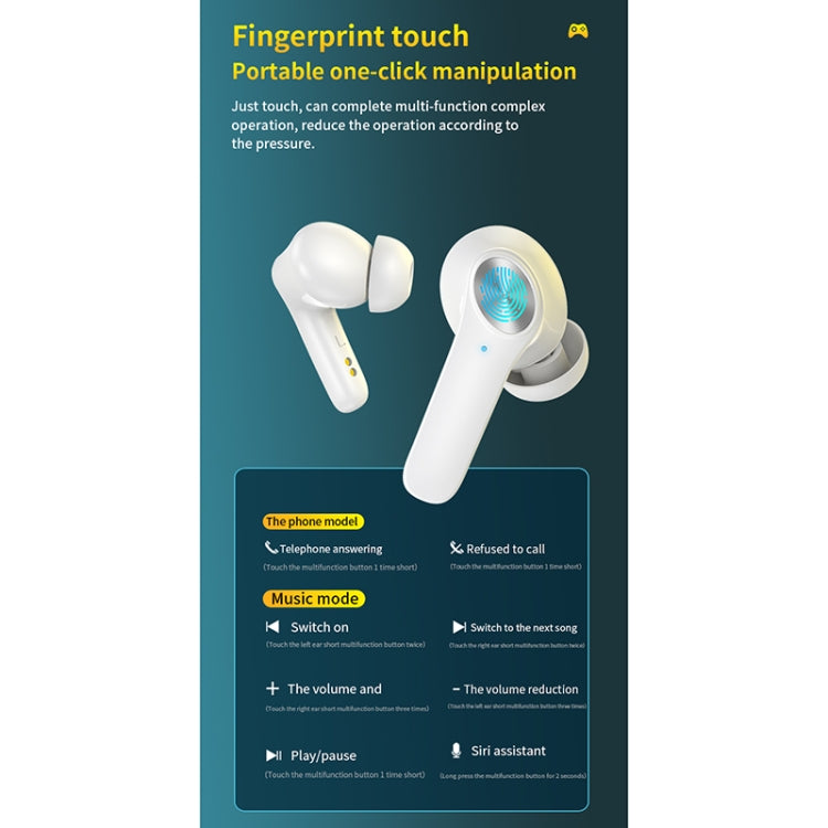 JS76 IPX6 Waterproof Active Noise Reduction Bluetooth Earphone with Charging Box & Three-screen LED Power Display, Support Touch & HD Call & Siri