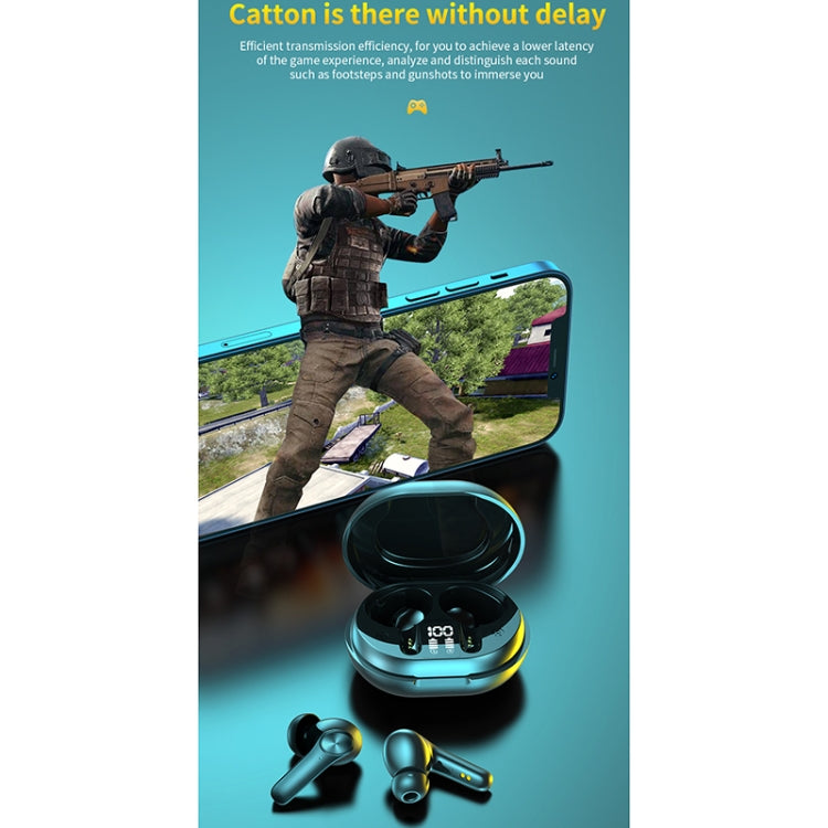 JS76 IPX6 Waterproof Active Noise Reduction Bluetooth Earphone with Charging Box & Three-screen LED Power Display, Support Touch & HD Call & Siri
