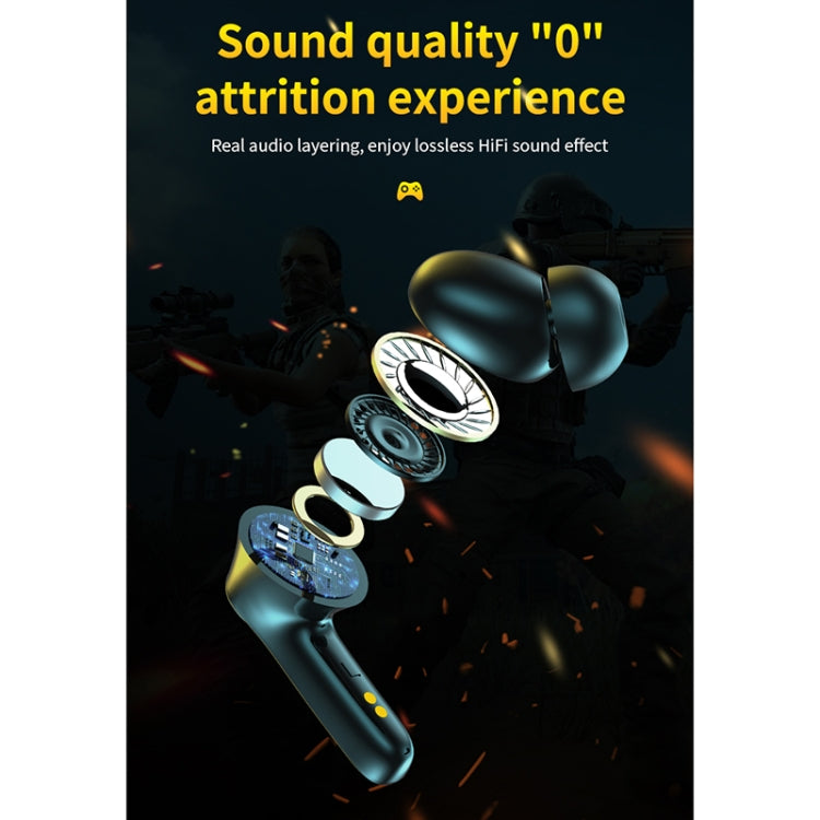 JS76 IPX6 Waterproof Active Noise Reduction Bluetooth Earphone with Charging Box & Three-screen LED Power Display, Support Touch & HD Call & Siri