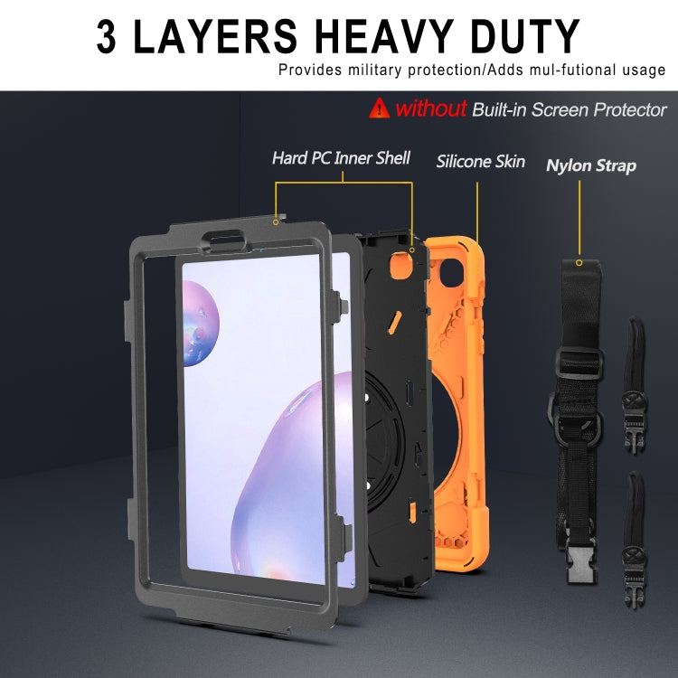 For Samsung Galaxy Tab A 8.4 2020 T307U Shockproof Colorful Silicone + PC Protective Case with Holder & Shoulder Strap & Hand Strap