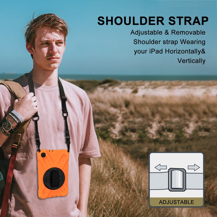 For Samsung Galaxy Tab A 8.4 2020 T307U Shockproof Colorful Silicone + PC Protective Case with Holder & Shoulder Strap & Hand Strap