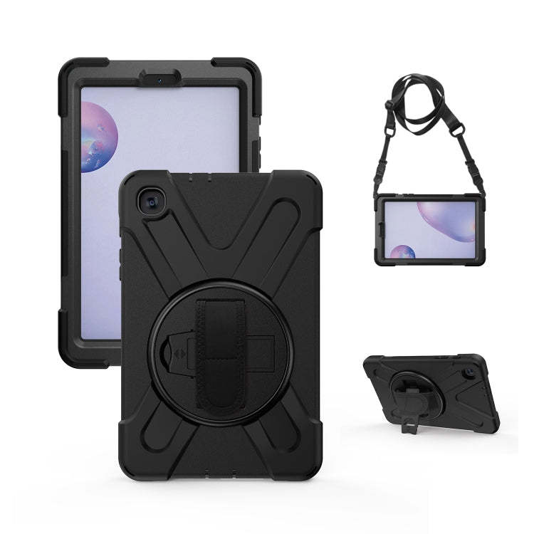 For Samsung Galaxy Tab A 8.4 2020 T307U Shockproof Colorful Silicone + PC Protective Case with Holder & Shoulder Strap & Hand Strap
