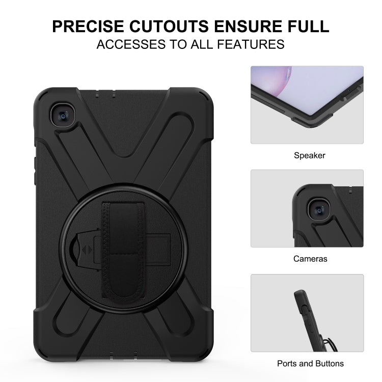 For Samsung Galaxy Tab A 8.4 2020 T307U Shockproof Colorful Silicone + PC Protective Case with Holder & Shoulder Strap & Hand Strap