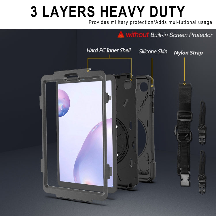 For Samsung Galaxy Tab A 8.4 2020 T307U Shockproof Colorful Silicone + PC Protective Case with Holder & Shoulder Strap & Hand Strap