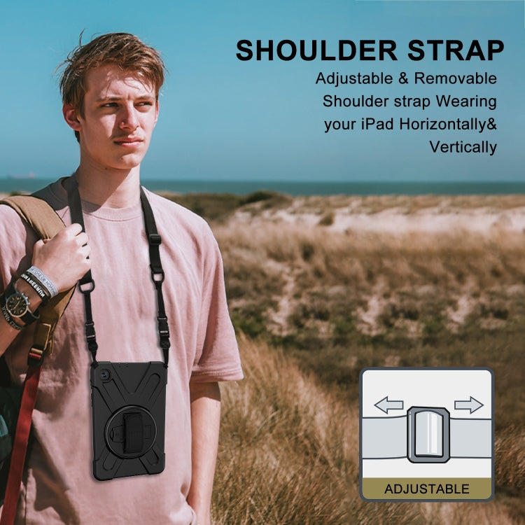 For Samsung Galaxy Tab A 8.4 2020 T307U Shockproof Colorful Silicone + PC Protective Case with Holder & Shoulder Strap & Hand Strap