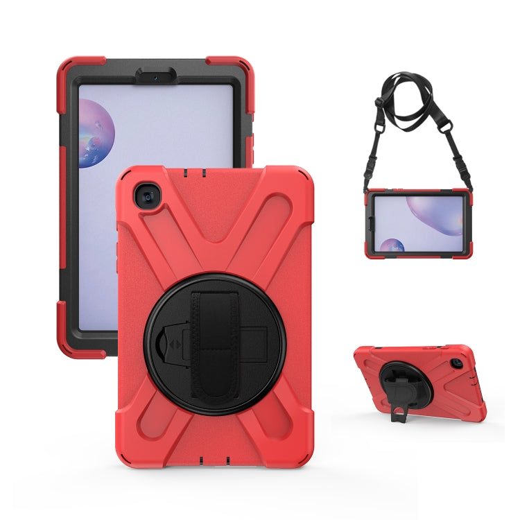 For Samsung Galaxy Tab A 8.4 2020 T307U Shockproof Colorful Silicone + PC Protective Case with Holder & Shoulder Strap & Hand Strap