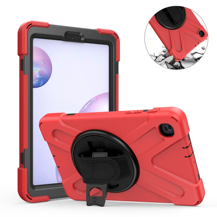 For Samsung Galaxy Tab A 8.4 2020 T307U Shockproof Colorful Silicone + PC Protective Case with Holder & Shoulder Strap & Hand Strap