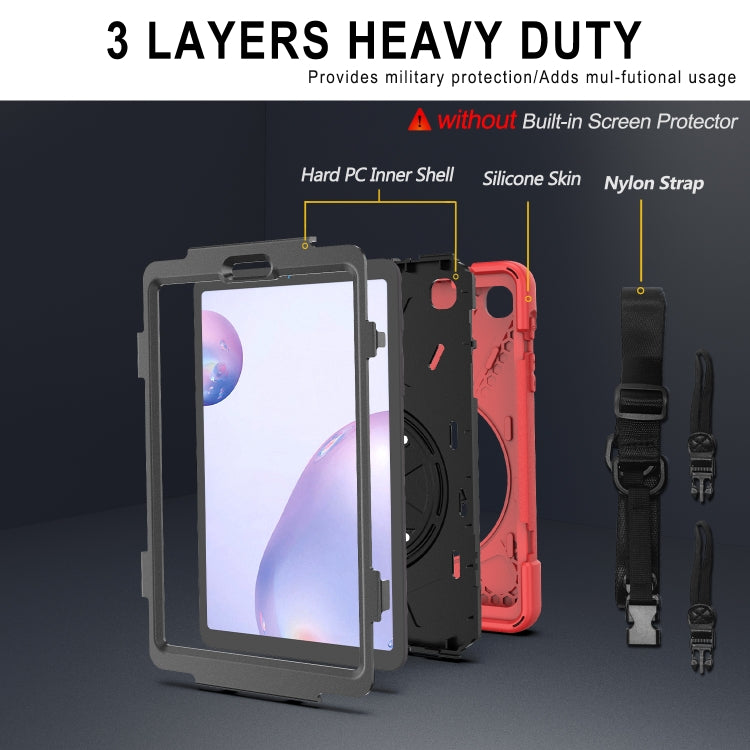 For Samsung Galaxy Tab A 8.4 2020 T307U Shockproof Colorful Silicone + PC Protective Case with Holder & Shoulder Strap & Hand Strap