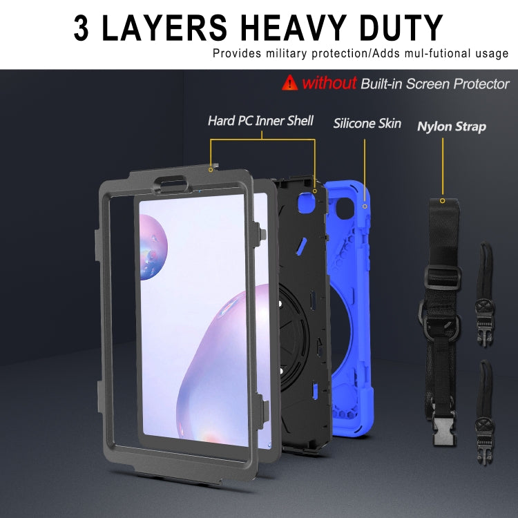 For Samsung Galaxy Tab A 8.4 2020 T307U Shockproof Colorful Silicone + PC Protective Case with Holder & Shoulder Strap & Hand Strap