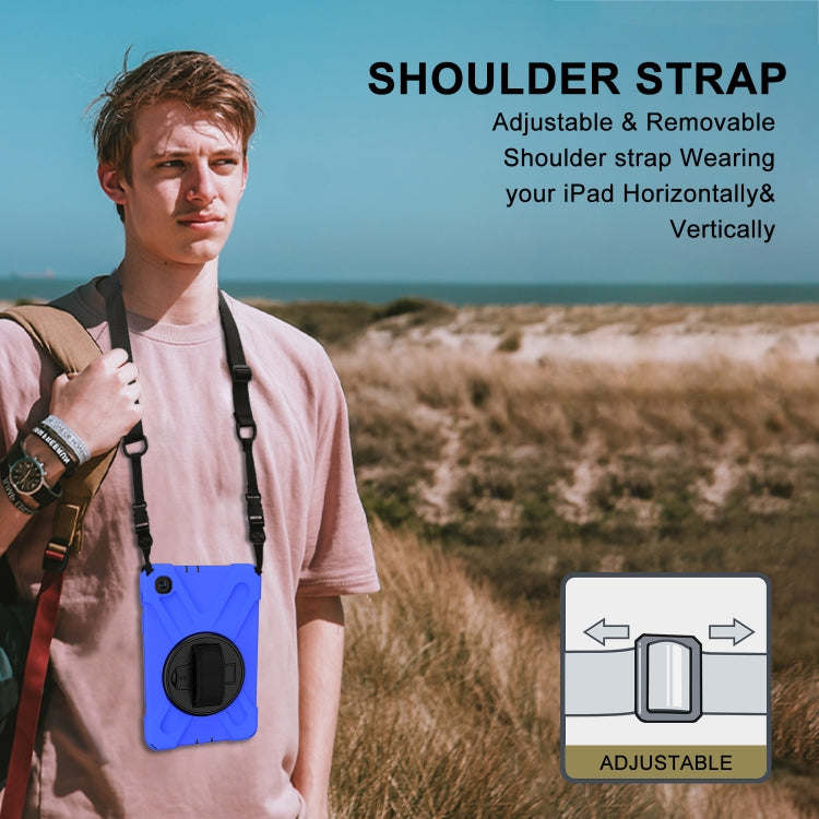 For Samsung Galaxy Tab A 8.4 2020 T307U Shockproof Colorful Silicone + PC Protective Case with Holder & Shoulder Strap & Hand Strap
