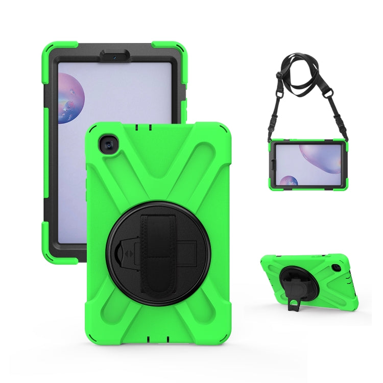 For Samsung Galaxy Tab A 8.4 2020 T307U Shockproof Colorful Silicone + PC Protective Case with Holder & Shoulder Strap & Hand Strap