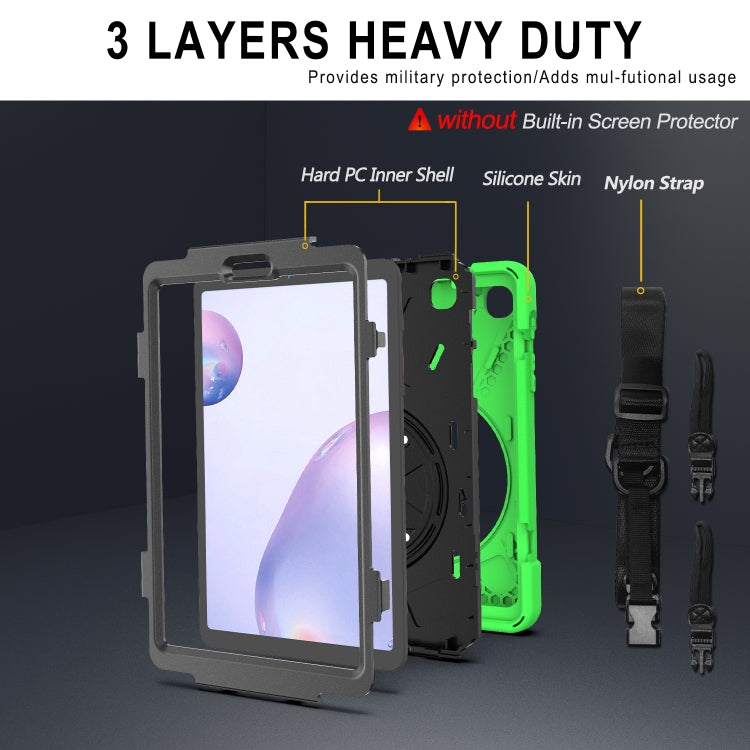 For Samsung Galaxy Tab A 8.4 2020 T307U Shockproof Colorful Silicone + PC Protective Case with Holder & Shoulder Strap & Hand Strap