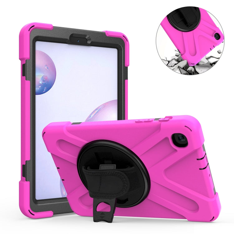 For Samsung Galaxy Tab A 8.4 2020 T307U Shockproof Colorful Silicone + PC Protective Case with Holder & Shoulder Strap & Hand Strap
