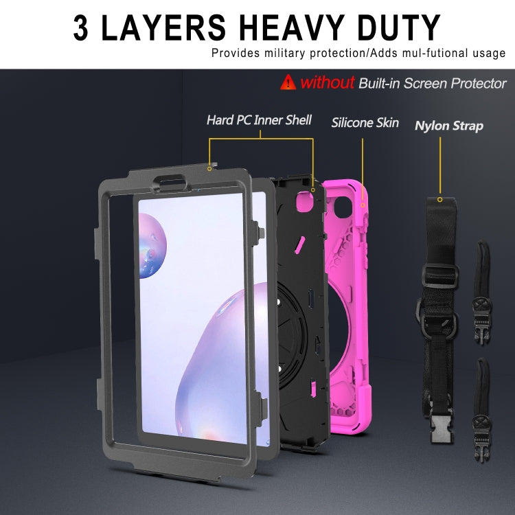 For Samsung Galaxy Tab A 8.4 2020 T307U Shockproof Colorful Silicone + PC Protective Case with Holder & Shoulder Strap & Hand Strap