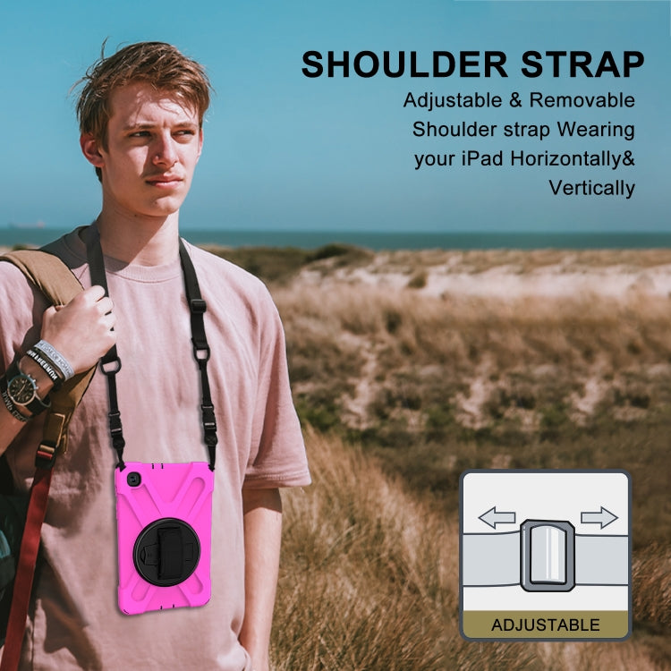 For Samsung Galaxy Tab A 8.4 2020 T307U Shockproof Colorful Silicone + PC Protective Case with Holder & Shoulder Strap & Hand Strap