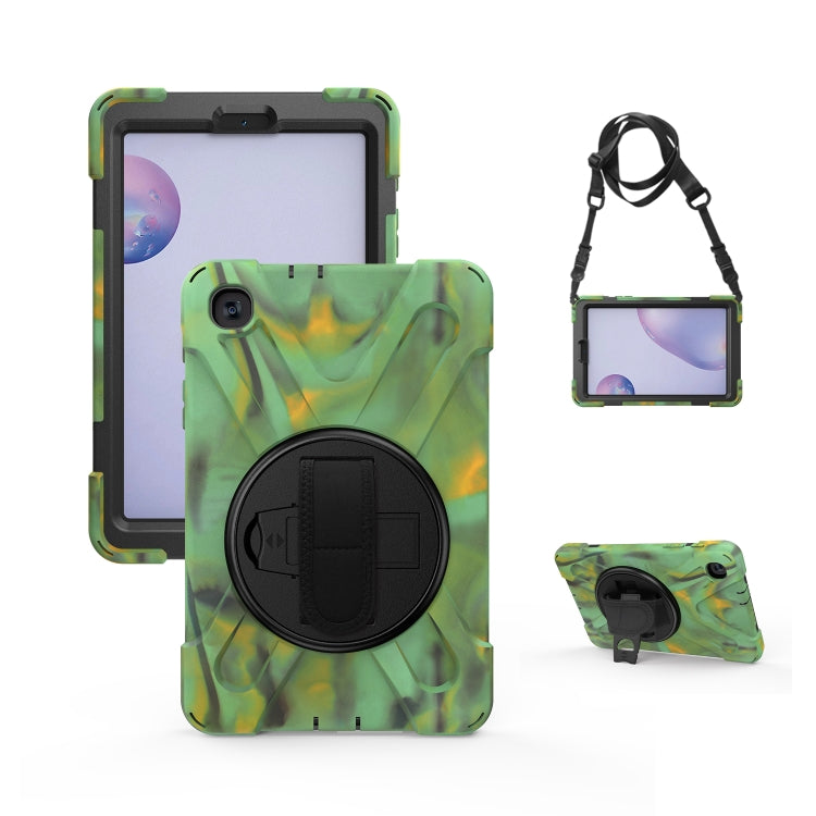 For Samsung Galaxy Tab A 8.4 2020 T307U Shockproof Colorful Silicone + PC Protective Case with Holder & Shoulder Strap & Hand Strap