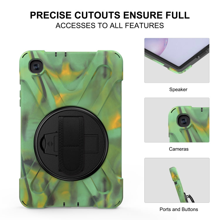 For Samsung Galaxy Tab A 8.4 2020 T307U Shockproof Colorful Silicone + PC Protective Case with Holder & Shoulder Strap & Hand Strap