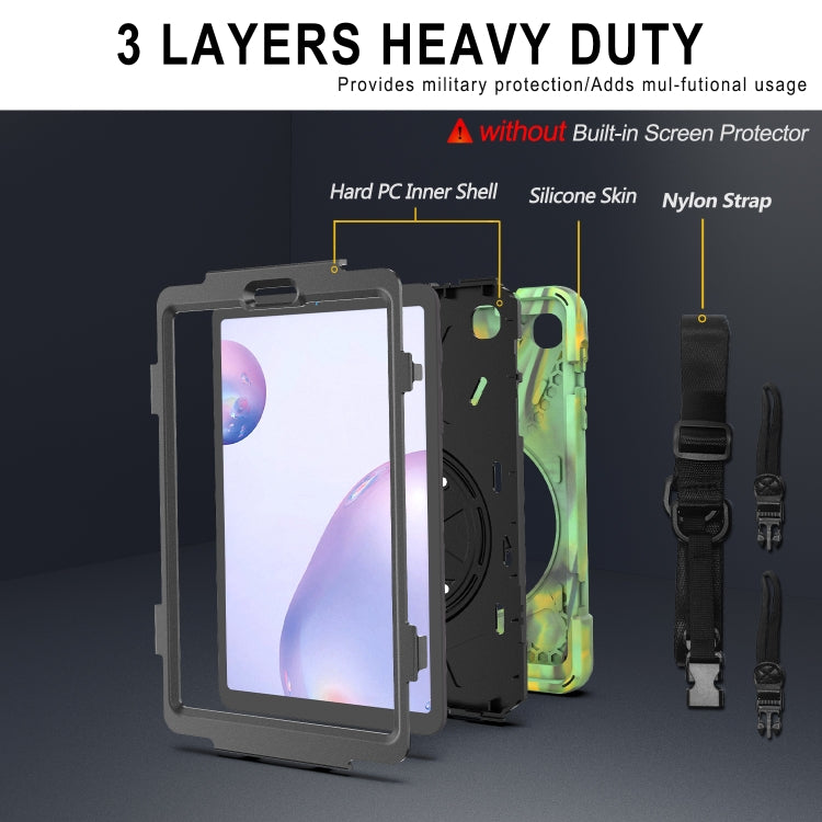 For Samsung Galaxy Tab A 8.4 2020 T307U Shockproof Colorful Silicone + PC Protective Case with Holder & Shoulder Strap & Hand Strap