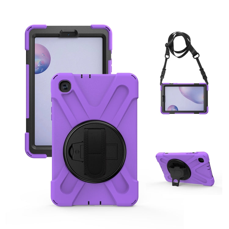 For Samsung Galaxy Tab A 8.4 2020 T307U Shockproof Colorful Silicone + PC Protective Case with Holder & Shoulder Strap & Hand Strap