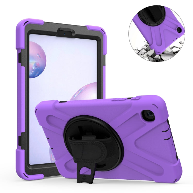 For Samsung Galaxy Tab A 8.4 2020 T307U Shockproof Colorful Silicone + PC Protective Case with Holder & Shoulder Strap & Hand Strap