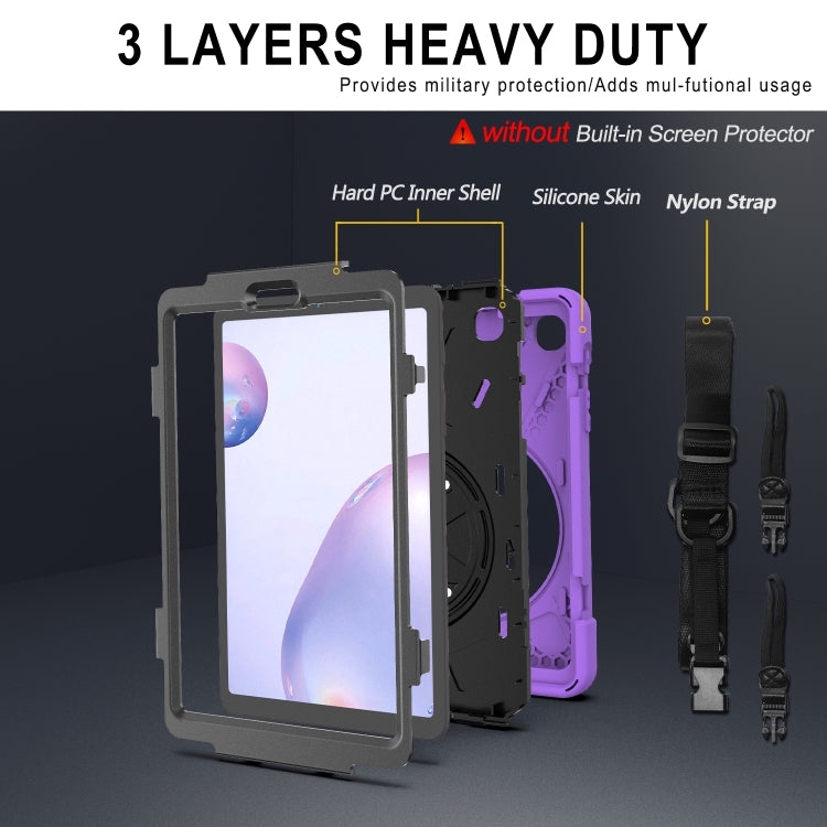 For Samsung Galaxy Tab A 8.4 2020 T307U Shockproof Colorful Silicone + PC Protective Case with Holder & Shoulder Strap & Hand Strap