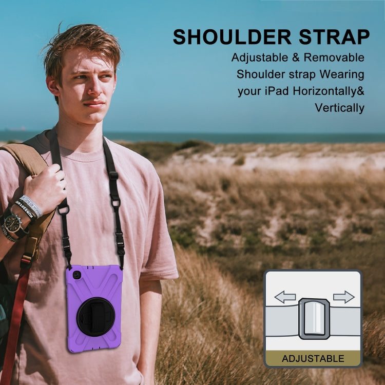 For Samsung Galaxy Tab A 8.4 2020 T307U Shockproof Colorful Silicone + PC Protective Case with Holder & Shoulder Strap & Hand Strap