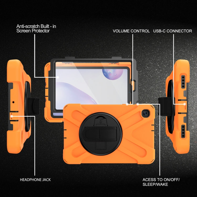 For Samsung Galaxy Tab A 8.4 2020 T307U Shockproof Colorful Silicone + PC Protective Case with Holder & Shoulder Strap & Hand Strap & Screen Protector