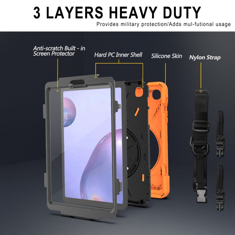 For Samsung Galaxy Tab A 8.4 2020 T307U Shockproof Colorful Silicone + PC Protective Case with Holder & Shoulder Strap & Hand Strap & Screen Protector