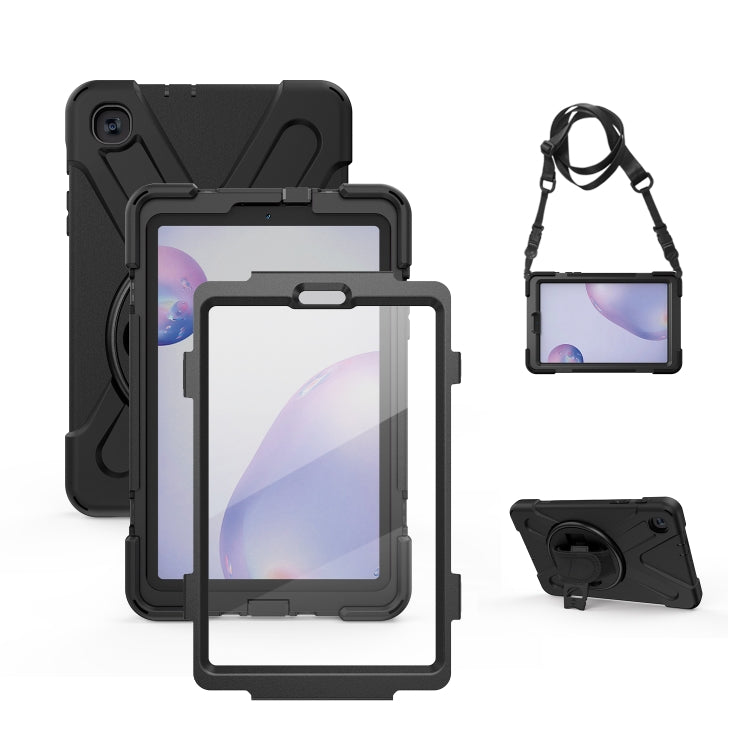 For Samsung Galaxy Tab A 8.4 2020 T307U Shockproof Colorful Silicone + PC Protective Case with Holder & Shoulder Strap & Hand Strap & Screen Protector