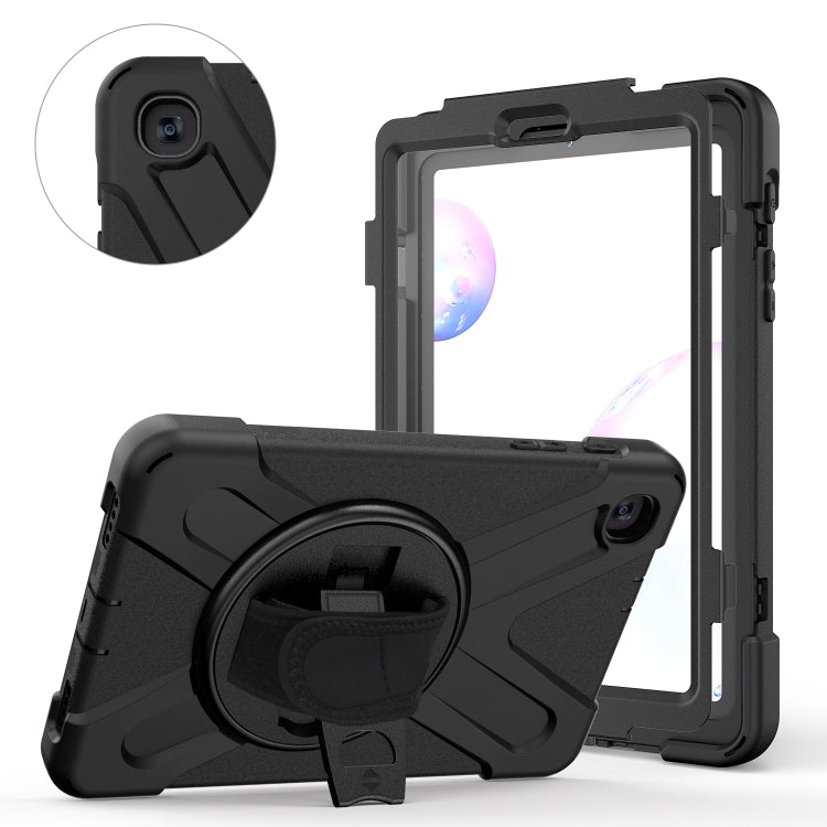 For Samsung Galaxy Tab A 8.4 2020 T307U Shockproof Colorful Silicone + PC Protective Case with Holder & Shoulder Strap & Hand Strap & Screen Protector