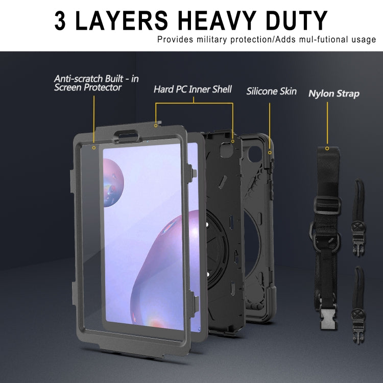 For Samsung Galaxy Tab A 8.4 2020 T307U Shockproof Colorful Silicone + PC Protective Case with Holder & Shoulder Strap & Hand Strap & Screen Protector
