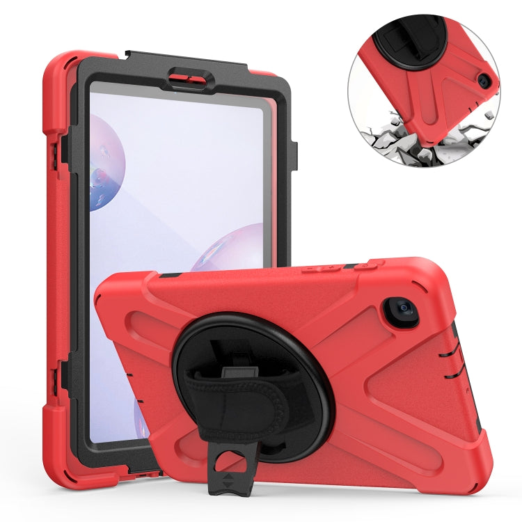 For Samsung Galaxy Tab A 8.4 2020 T307U Shockproof Colorful Silicone + PC Protective Case with Holder & Shoulder Strap & Hand Strap & Screen Protector