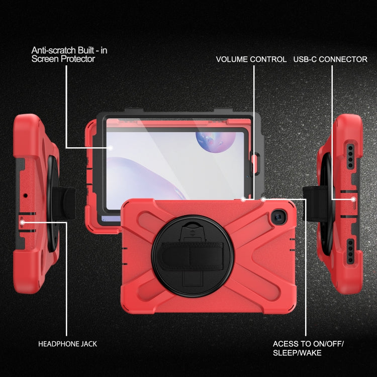 For Samsung Galaxy Tab A 8.4 2020 T307U Shockproof Colorful Silicone + PC Protective Case with Holder & Shoulder Strap & Hand Strap & Screen Protector