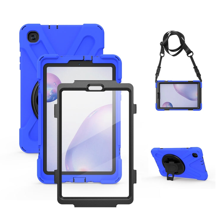 For Samsung Galaxy Tab A 8.4 2020 T307U Shockproof Colorful Silicone + PC Protective Case with Holder & Shoulder Strap & Hand Strap & Screen Protector