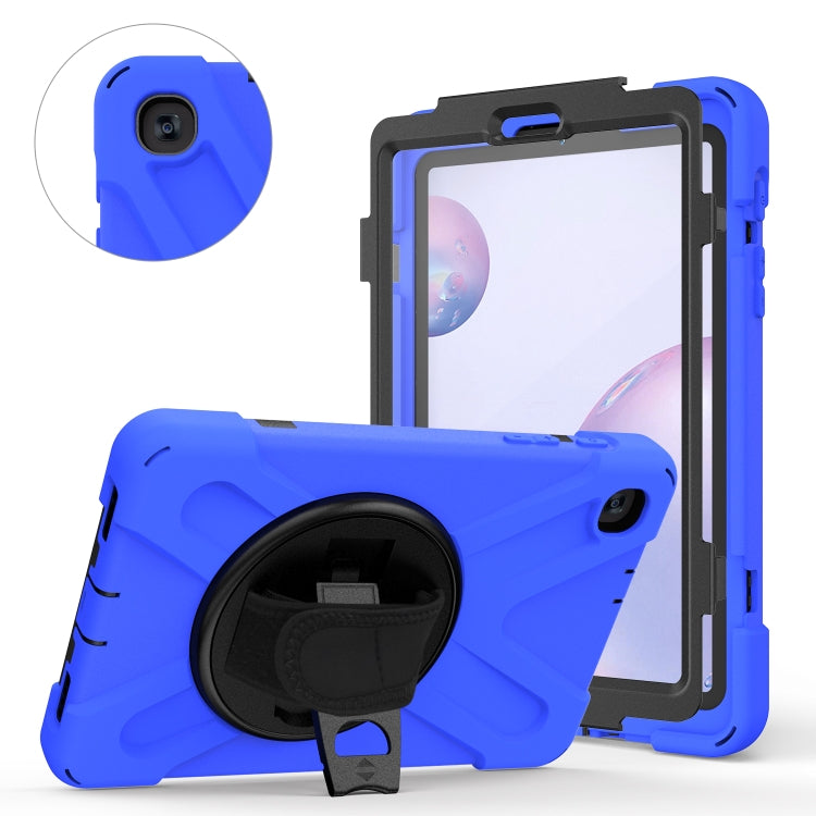 For Samsung Galaxy Tab A 8.4 2020 T307U Shockproof Colorful Silicone + PC Protective Case with Holder & Shoulder Strap & Hand Strap & Screen Protector
