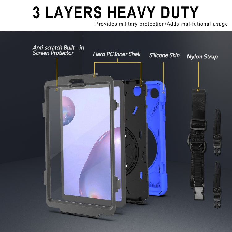 For Samsung Galaxy Tab A 8.4 2020 T307U Shockproof Colorful Silicone + PC Protective Case with Holder & Shoulder Strap & Hand Strap & Screen Protector