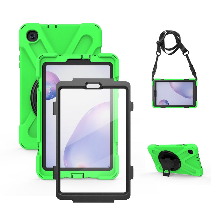 For Samsung Galaxy Tab A 8.4 2020 T307U Shockproof Colorful Silicone + PC Protective Case with Holder & Shoulder Strap & Hand Strap & Screen Protector