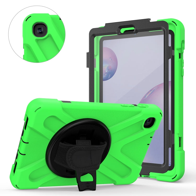 For Samsung Galaxy Tab A 8.4 2020 T307U Shockproof Colorful Silicone + PC Protective Case with Holder & Shoulder Strap & Hand Strap & Screen Protector
