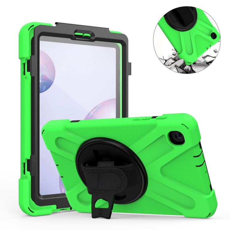 For Samsung Galaxy Tab A 8.4 2020 T307U Shockproof Colorful Silicone + PC Protective Case with Holder & Shoulder Strap & Hand Strap & Screen Protector